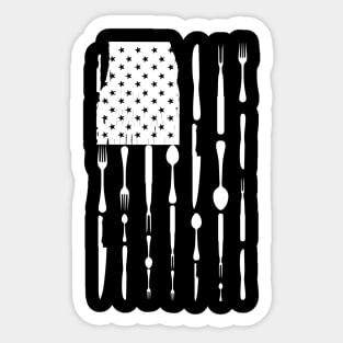 Chef Cook Tools In American Flag Sticker